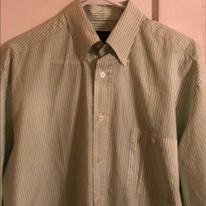 BROOKS BROTHERS GOLF STRIPE SHIRT MEN’S MEDIUM GREEN BUTTON DOWN